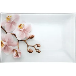 Assiette plate rectangulaire design Orchidée^Gifi New
