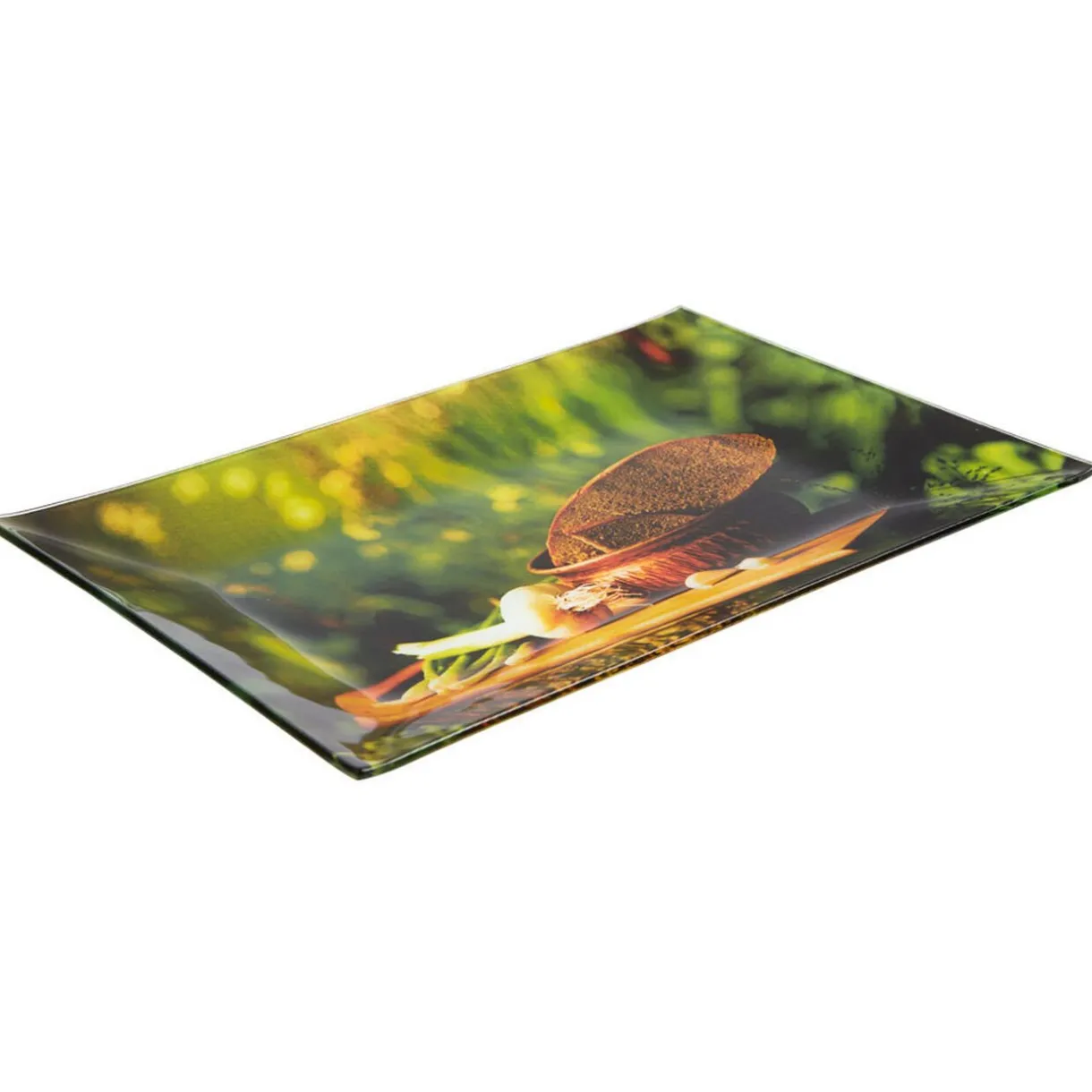 Assiette plate rectangulaire design ail et pain^Gifi Discount