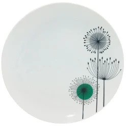 Assiette plate ronde aigrette pissenlit blanche^Gifi Online
