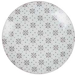 Assiette plate ronde blanche motif fleurs violettes^Gifi New