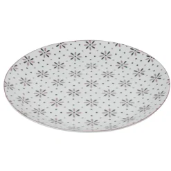 Assiette plate ronde blanche motif fleurs violettes^Gifi New