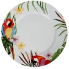 Assiette plate ronde blanche décor perroquet^Gifi New