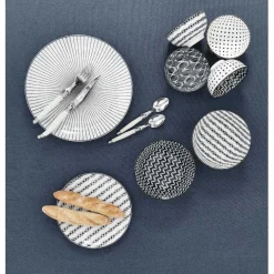 Assiette plate ronde blanche rayon noir^Gifi Hot