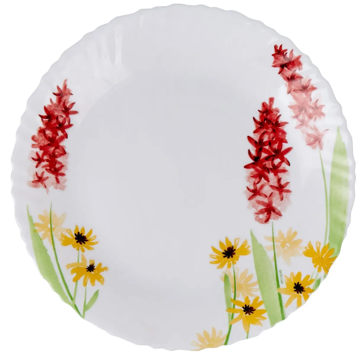 Assiette plate ronde blanche fleur rose Fantine^Gifi Hot