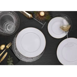 Assiette plate ronde blanche contour doré^Gifi Discount