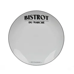 Assiette plate ronde blanche motif étiquette noire Le Bistrot^Gifi Sale