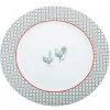Assiette plate ronde design poule rebord motif triangulaire^Gifi Discount
