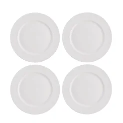 Assiette plate ronde embossée blanche x4^Gifi Online