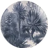 Assiette plate ronde en faïence imprimé palmiers noir gris^Gifi Clearance