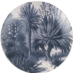 Assiette plate ronde en faïence imprimé palmiers noir gris^Gifi Clearance