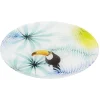 Assiette plate ronde en verre motif toucan exotique^Gifi