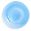 Assiette plate ronde liseré blanc verre transparent bleu Ø26cm^Gifi Outlet