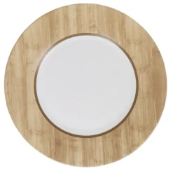 Assiette plate ronde Luminarc blanc motif bois Nordic^Gifi Best