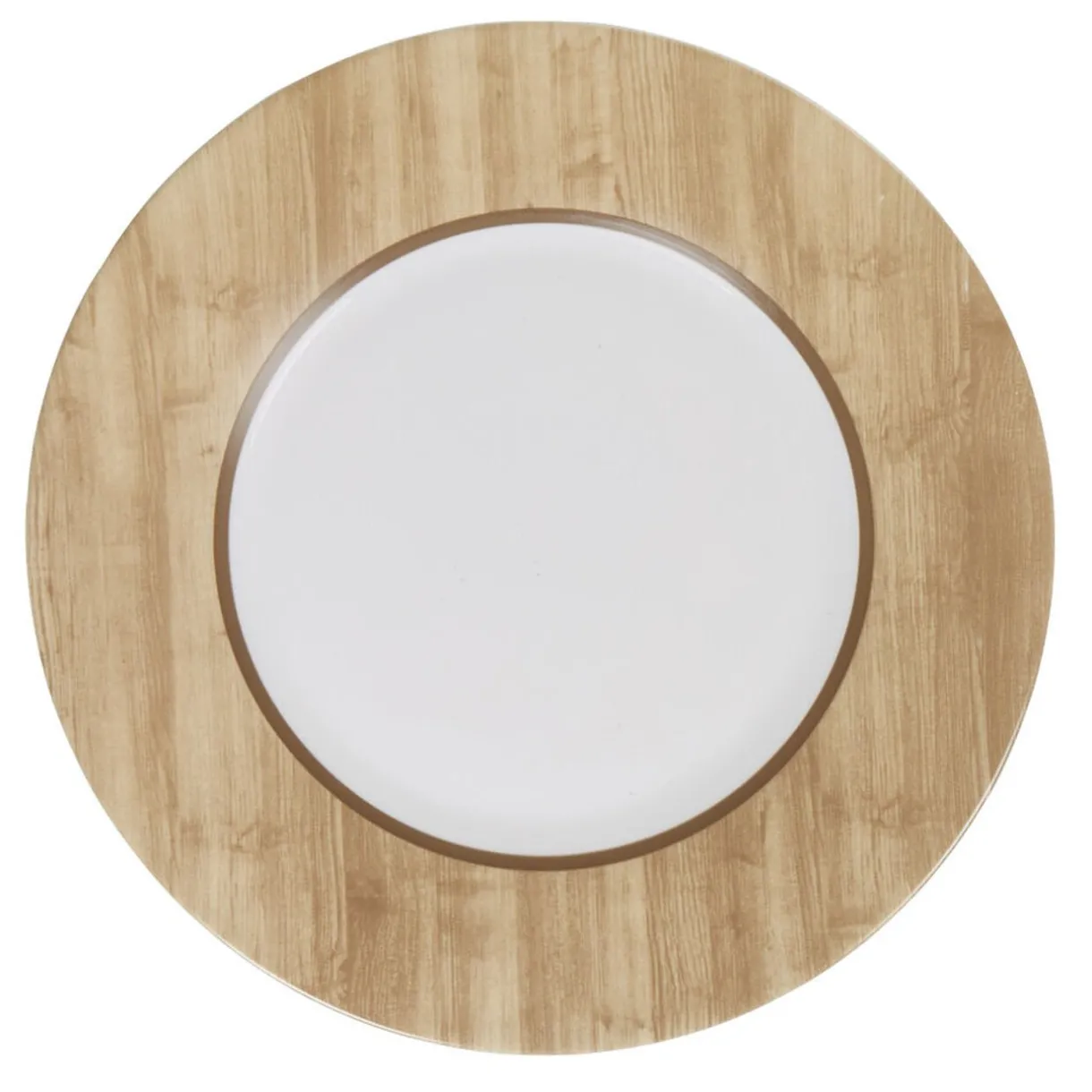 Assiette plate ronde Luminarc blanc motif bois Nordic^Gifi Best