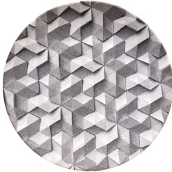 Assiette plate ronde motif origami gris et blanc^Gifi Hot