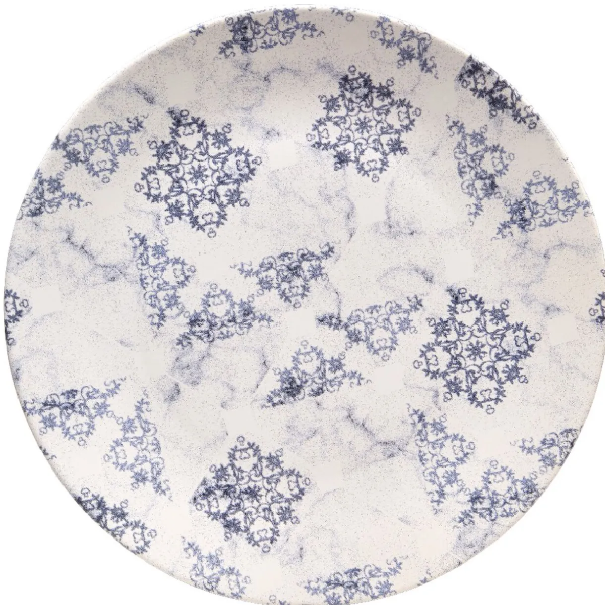 Assiette plate ronde motif carreau de ciment bleu et blanc^Gifi Discount