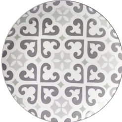 Assiette plate ronde motif carreau de ciment gris et blanc^Gifi Clearance