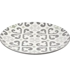 Assiette plate ronde motif carreau de ciment gris et blanc^Gifi Clearance