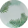 Assiette plate ronde style tropical blanche motif feuillage^Gifi Hot