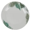 Assiette plate ronde style tropical jungle motif feuillage^Gifi Discount
