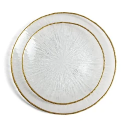 Assiette plate ronde verre transparent rebord doré Ø28cm^Gifi Hot