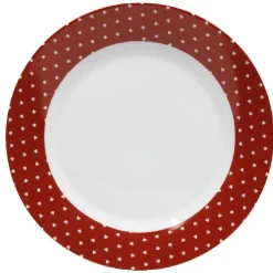 Assiette plate rouge et blanc design coeurs^Gifi Hot