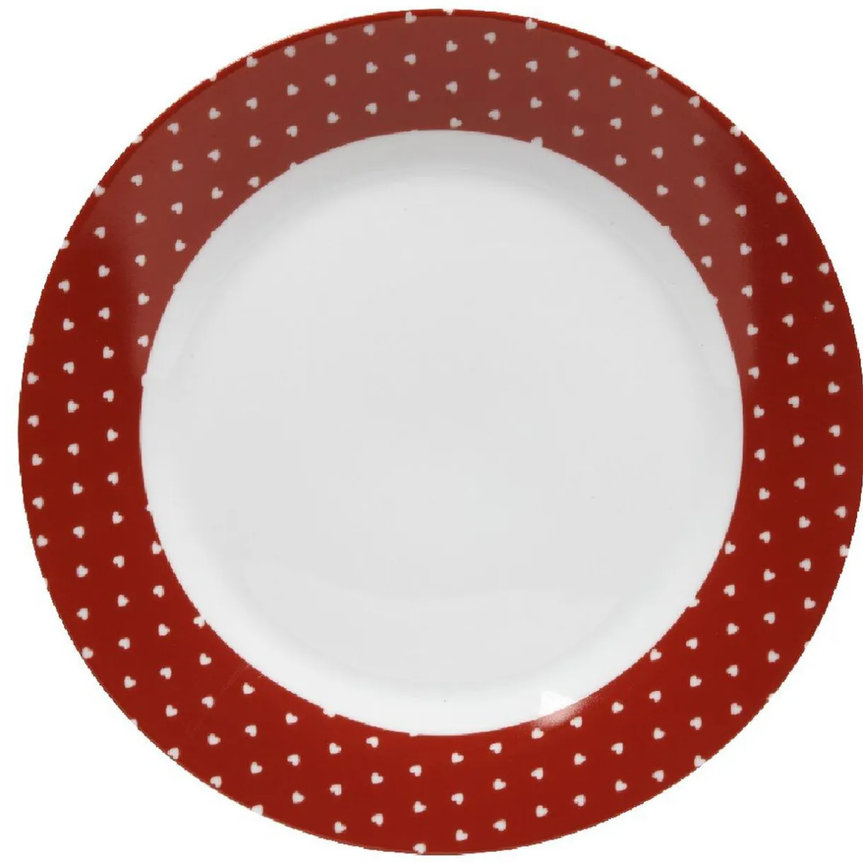 Assiette plate rouge et blanc design coeurs^Gifi Hot