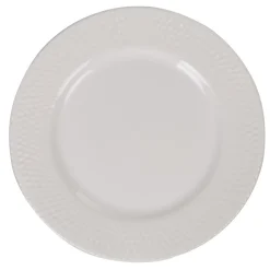 Assiette ronde plate céramique à rebord embossé uni blanc^Gifi Online