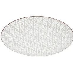 Assiette ronde plate décor gris avec liseré rouge^Gifi Clearance