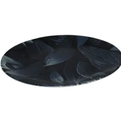 Assiette ronde plate décor feuillage vert noir^Gifi Online