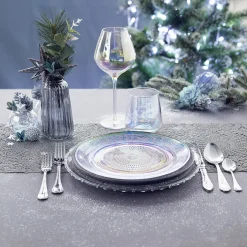 Assiette ronde plate décor ciselé design irisé^Gifi Outlet