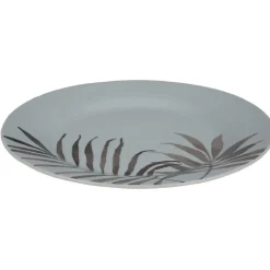 Assiette ronde plate porcelaine décor feuillage^Gifi Sale