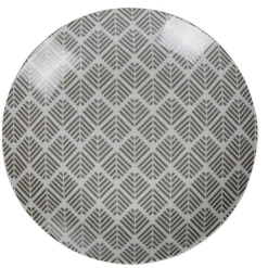 Assiette ronde plate porcelaine zig zag blanc gris^Gifi Discount