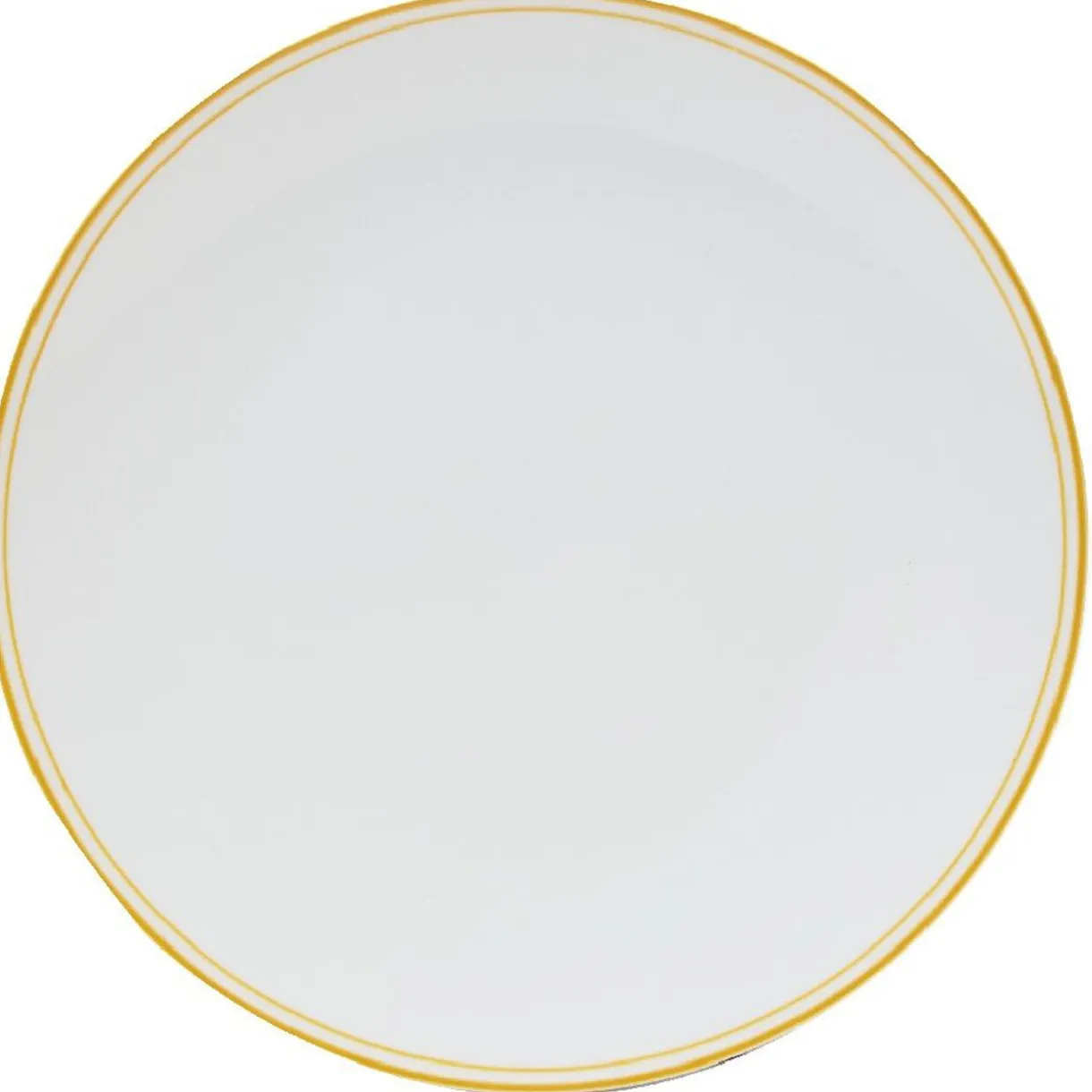 Assiette ronde plate porcelaine blanc avec bord coloré x4^Gifi Outlet