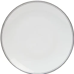 Assiette ronde plate porcelaine blanc avec bord coloré x4^Gifi Outlet