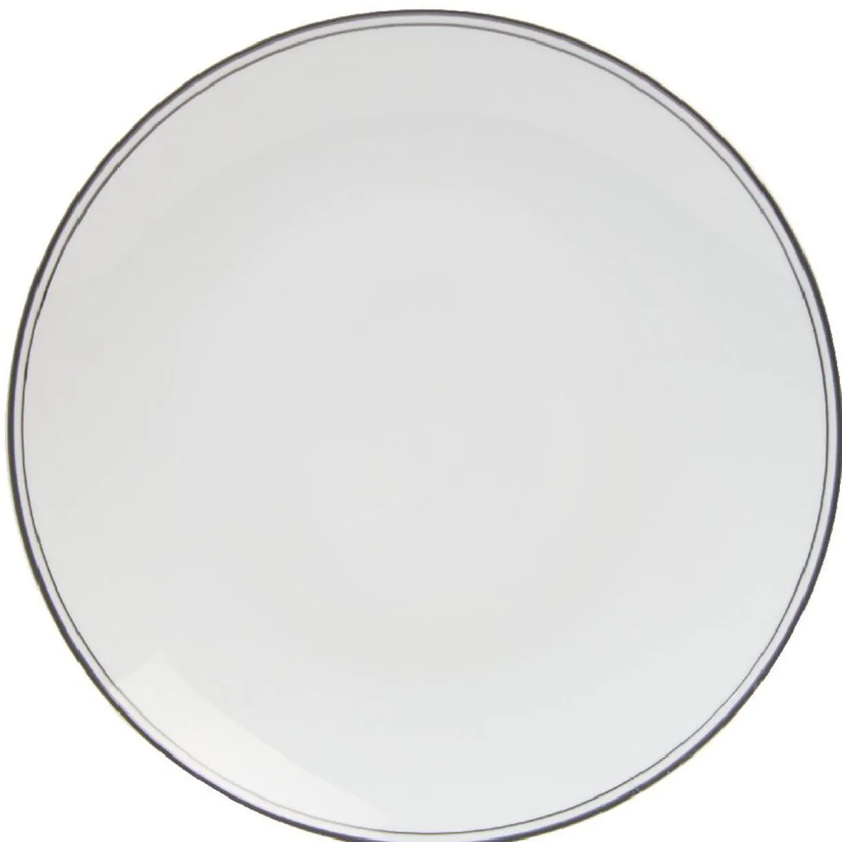 Assiette ronde plate porcelaine blanc avec bord coloré x4^Gifi Outlet