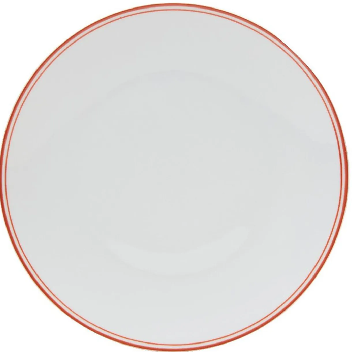 Assiette ronde plate porcelaine blanc avec bord coloré x4^Gifi Outlet