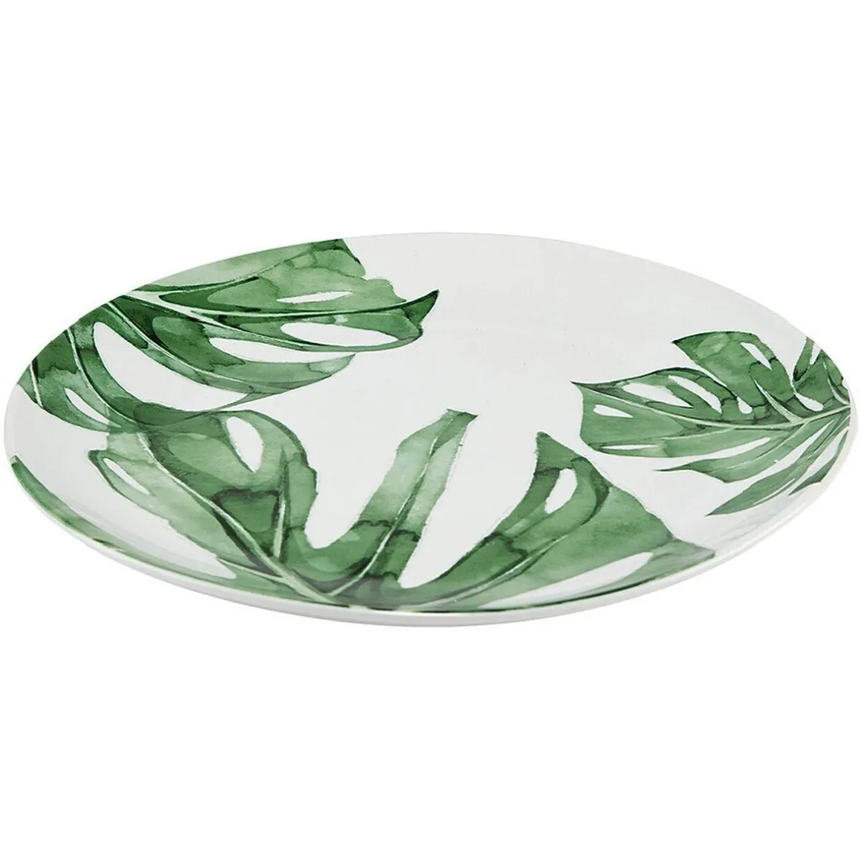 Assiette ronde plate porcelaine design feuille jungle^Gifi Online