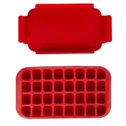 Bac à glaçons avec support 32 compartiments rouge^Gifi Online