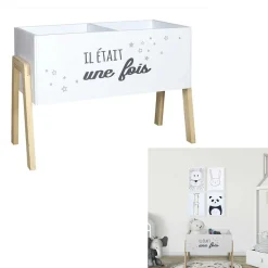 Rangement|Gifi Bac à livres en bois Il était une fois blanc et naturel 60x30xH45cm
