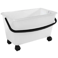 Entretien Du Linge|Gifi Bac à roulettes avec anse blanc et noir 15 L