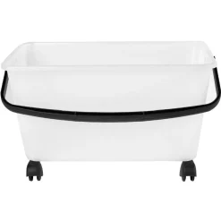 Entretien Du Linge|Gifi Bac à roulettes avec anse blanc et noir 15 L