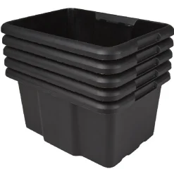 Rangement|Gifi Bac de rangement en plastique 15L uni noir x5