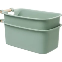Rangement|Gifi Bac de rangement plastique poignée bois Taille S x2