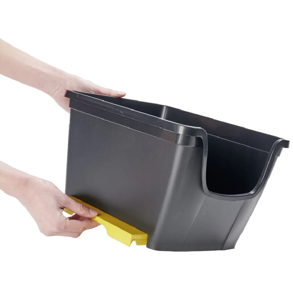 Rangement|Gifi Bac en plastique noir superposable 14 L