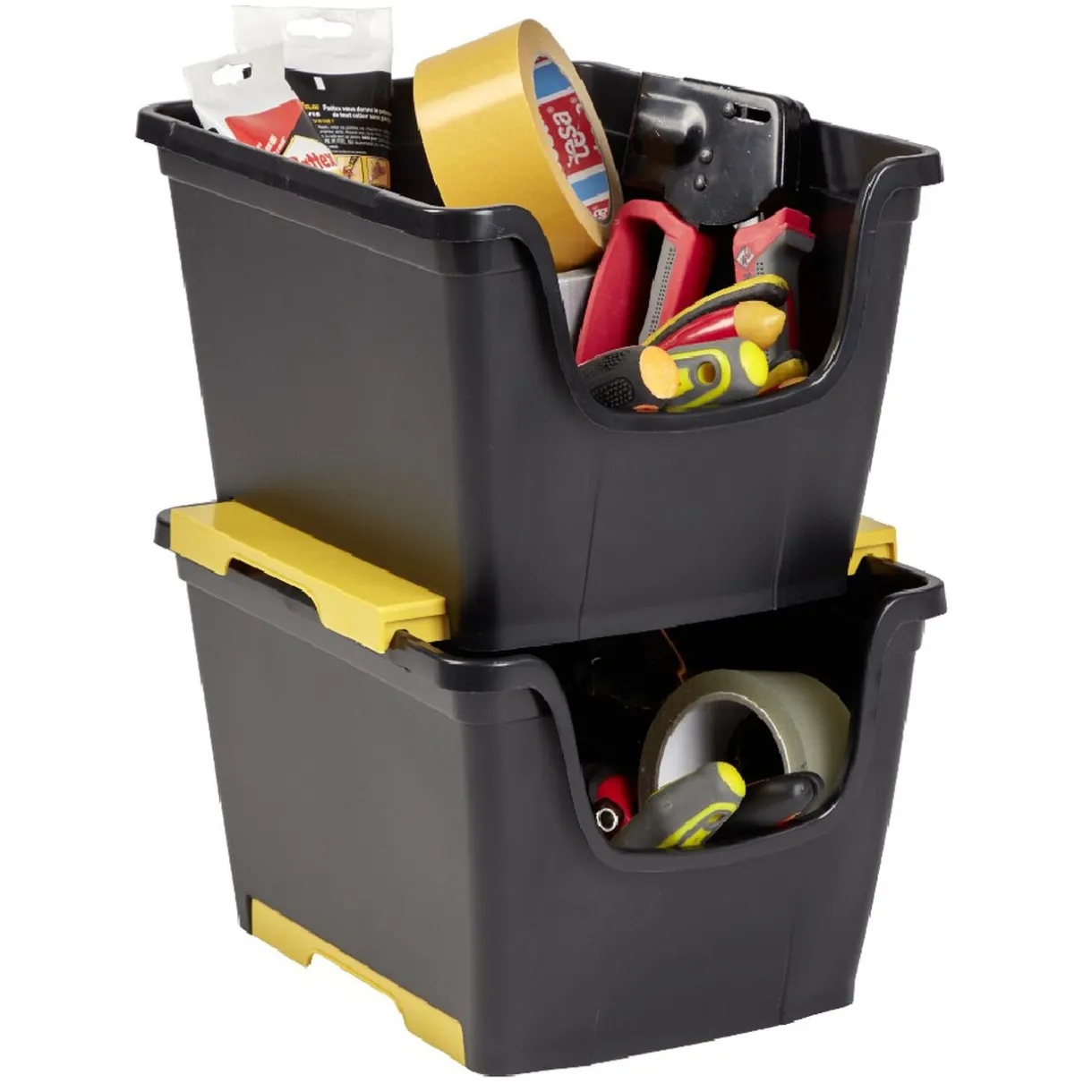 Rangement|Gifi Bac en plastique noir superposable 14 L