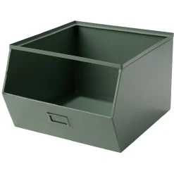 Rangement|Gifi Bac superposable en métal vert - L33 x l25 x H28,5 cm