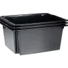 Rangement|Gifi Bac superposable 22L noir x3 - 43x34xH18,5 cm
