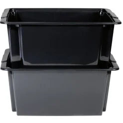 Rangement|Gifi Bac superposable 22L noir x3 - 43x34xH18,5 cm