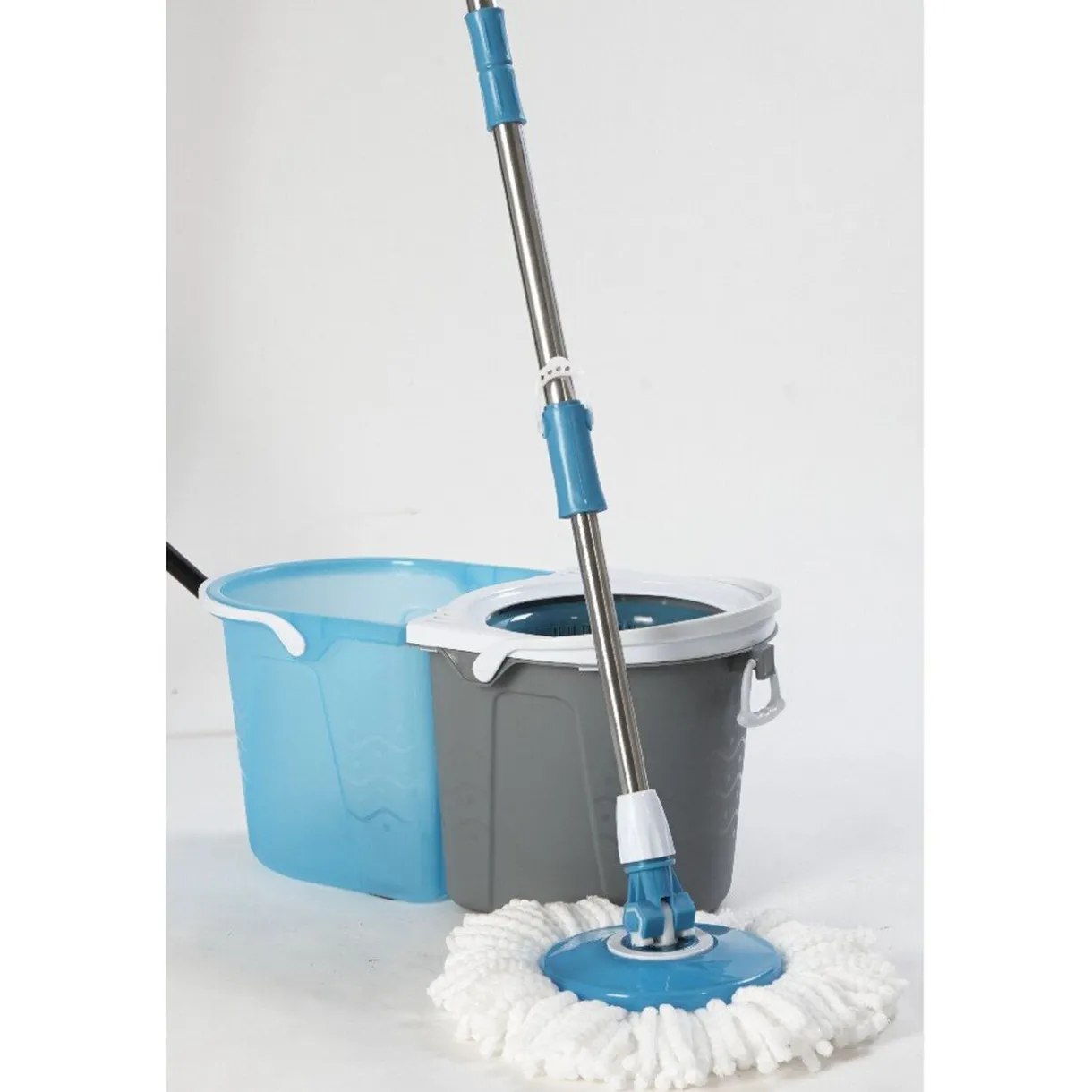 Entretien Du Linge|Gifi Balai magique seau essoreur bleu gris